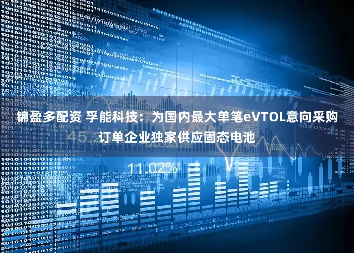 锦盈多配资 孚能科技：为国内最大单笔eVTOL意向采购订单企业独家供应固态电池